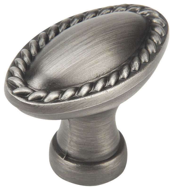 Rope Cabinet Oval Oblong Knob, Set of 25, Antique Silver