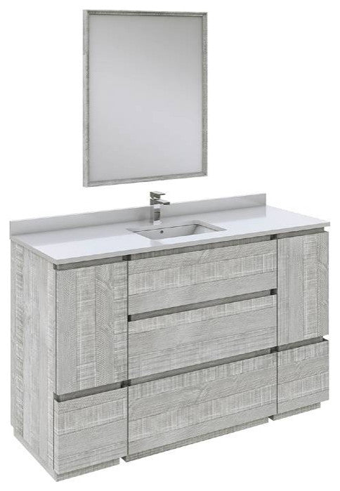 Fresca Formosa 54" Ash Single Sink Modern Bathroom Vanity Set, Faucet Fft3111ch