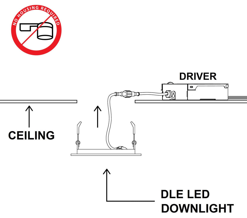 DLE6 Series 6" Square Downlight, Nickel, 3000k