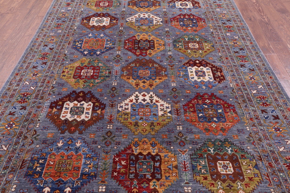 6' 10" X 10' 3" Hand-Knotted Fine Turkmen Wool Rug Q11281