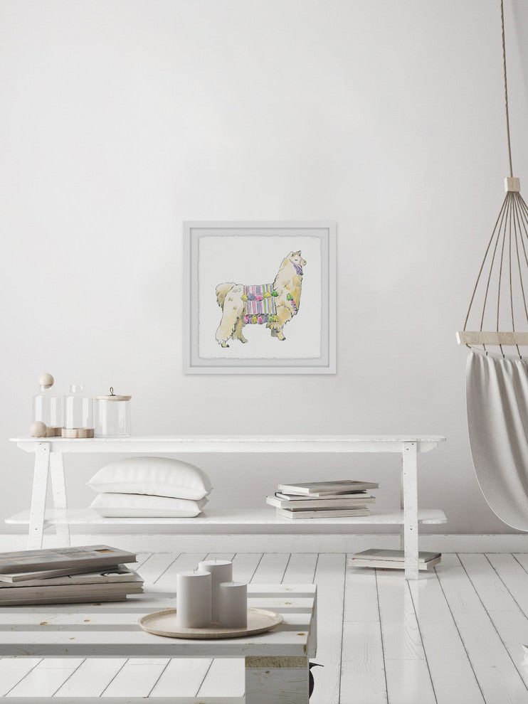 "Regal Alpaca" Framed Painting Print, 32"x32"
