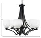 Zilo 6 Light Chandelier, Matte Black, 5" White Linen Glass