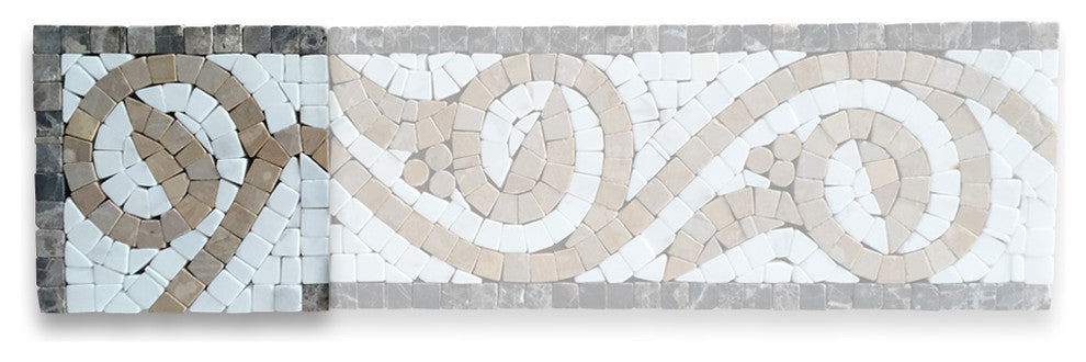 Marble Mosaic Border Decorative Accent Tile Garden Gold 4x4 Tumbled, 1 piece