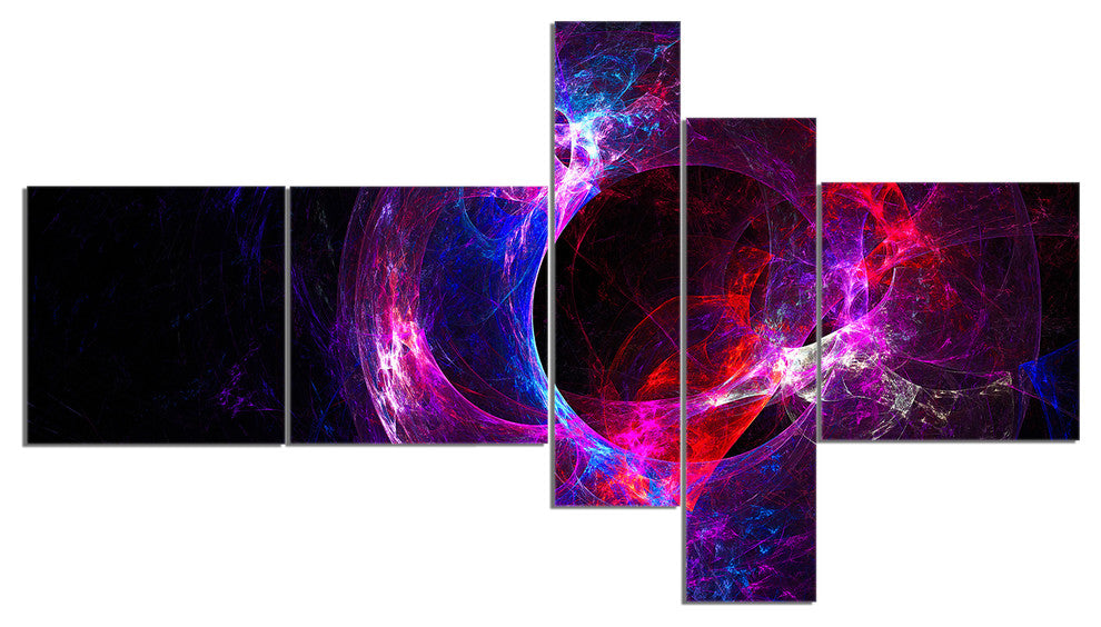 Far Spherical Galaxy Purple, Abstract Canvas art print, 60"x32", 5 panels