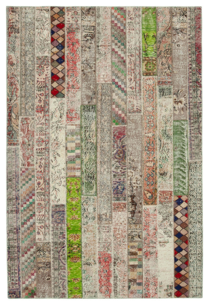Rug N Carpet - Hand-Knotted Oriental 6' 7" x 9' 11" Over-dyed Patchwork Area Rug