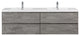 Alma-Pre 4 Drawers Wall Mount Vanity, Integrated White Sink, Cement Crey, 60"