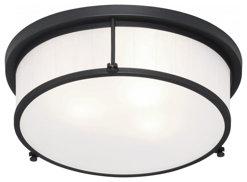 Matteo Lighting M14903MB Three Light Flush Mount, Matte Black Finish