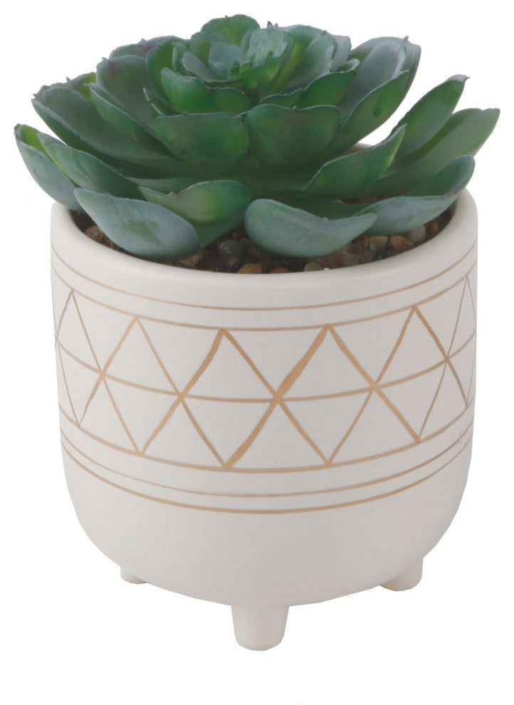 4.25" Gold Geo Hand Paintged Ceramic Succï¼ŒSm