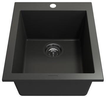 BOCCHI 1608-504-0126 Granite 16" Single Bowl Bar Sink + Strainer In Matte Black