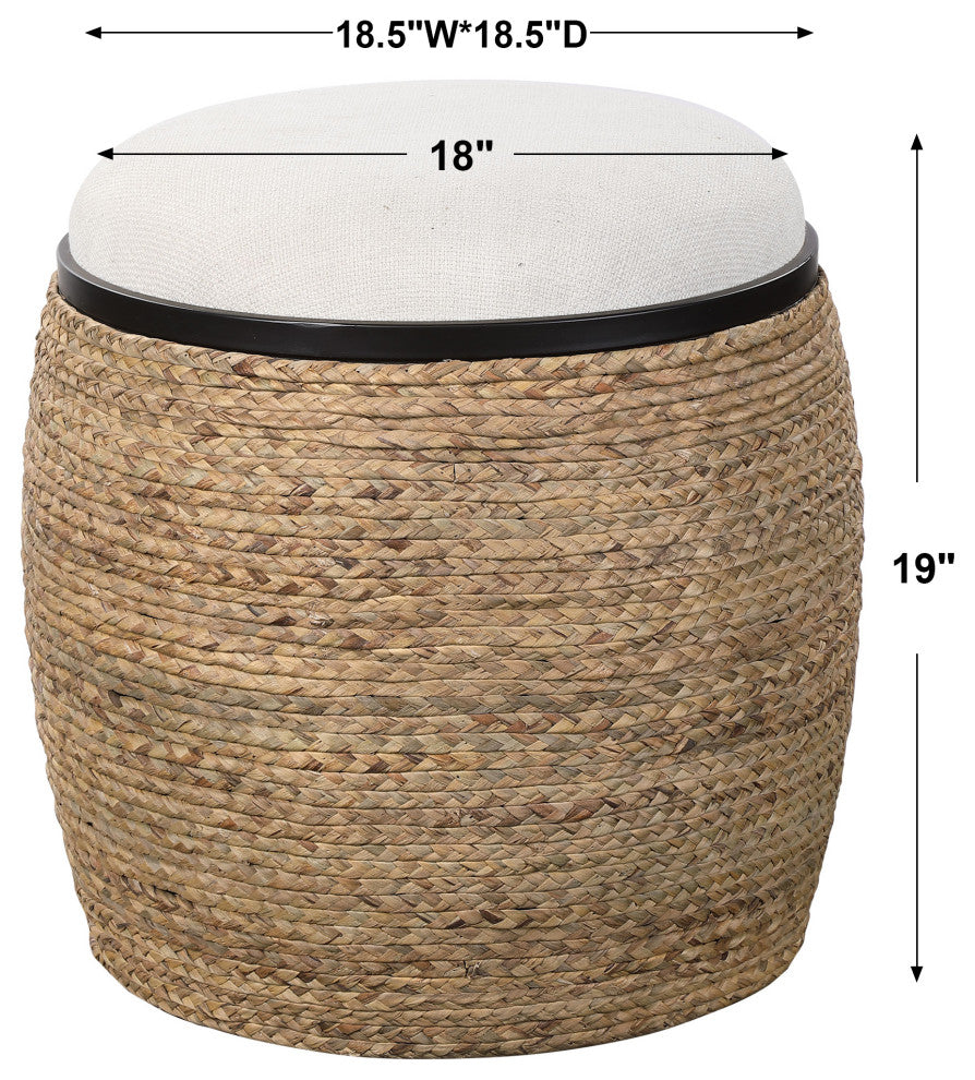 Uttermost Island Straw Accent stool