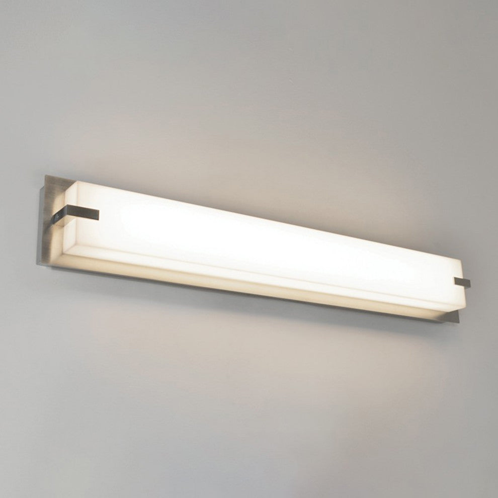 Sinclair LED Vanity, Satin Nickel Finish, White Acrylic Shade, 39"