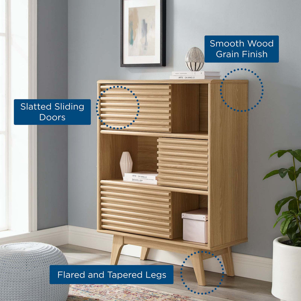 Render Three-Tier Display Storage Cabinet Stand Oak