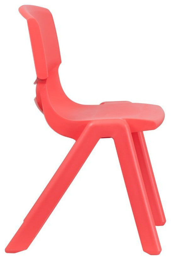 4 Pack Plastic Stackable School Chair with 15.5'' Seat Height, Red