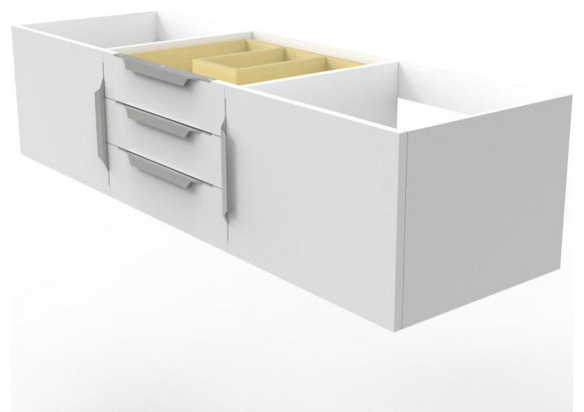 CastelloUSA Alpine 60" Wall Mounted Vanity, Base Only, White, Brushed Nickel