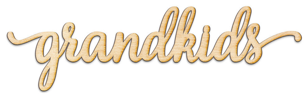 Grandkids Script Wood Word Wall Art Sign Unfinished, 36"x10"
