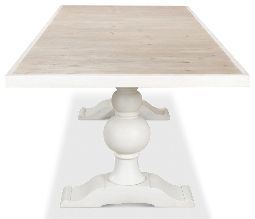 108 White Rectangular Trestle Dining Table for 8 People