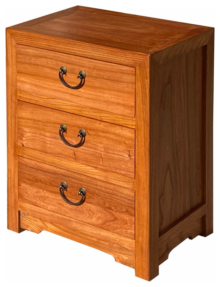 Oriental Brown Stain 3 Drawers End Table Nightstand Cabinet Hcs7105