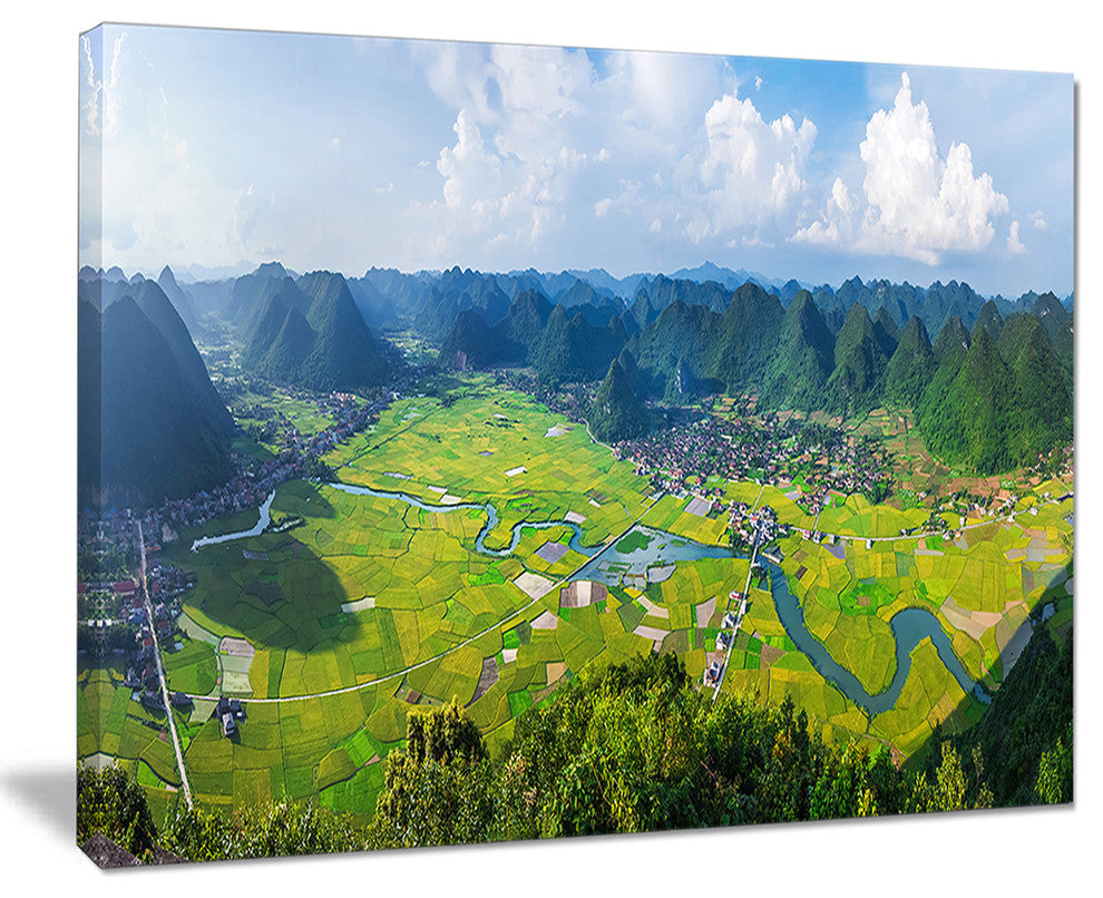 "Rice Field Valley Vietnam Panorama" Landscape Wall Art, 20"x12"