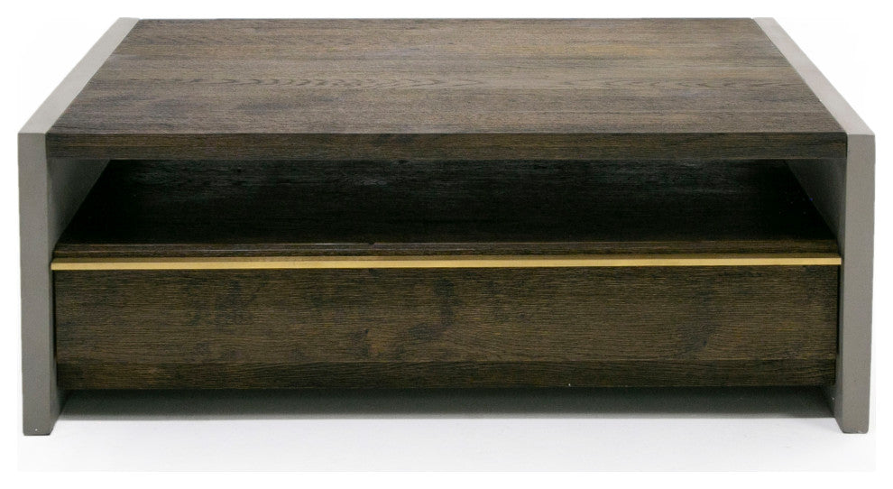 Modrest Melbost Modern Dark Gray Concrete and Walnut Coffee Table