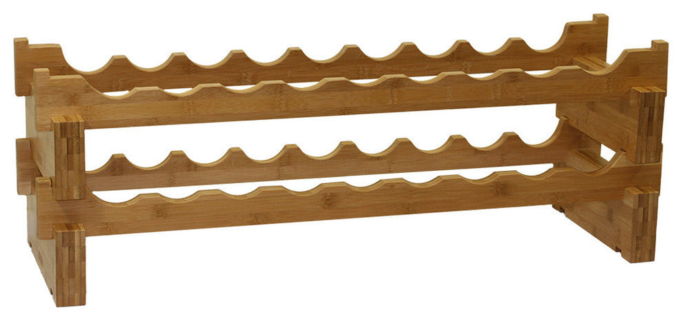 Oceanstar 18-Bottle Stackable Bamboo Wine Rack