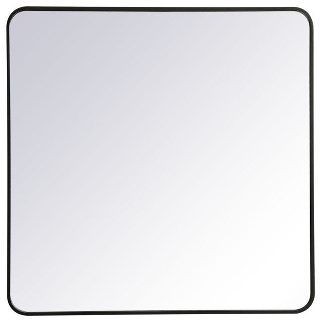 Ellis Soft Corner Metal Rectangular Mirror, Black, 36"x36"