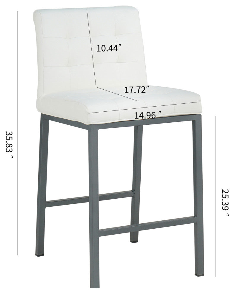 2-set Foam Modern Design Dining Chair, Metal Legs, White Pu