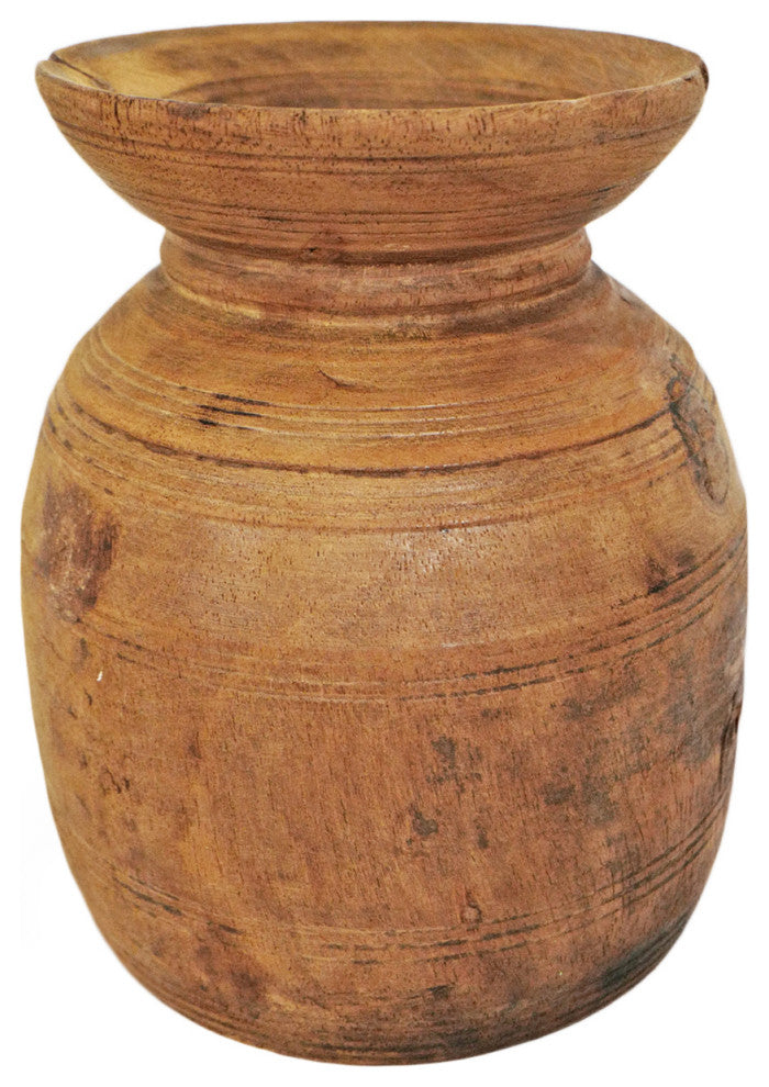 Consigned Old India Wood Pot 11