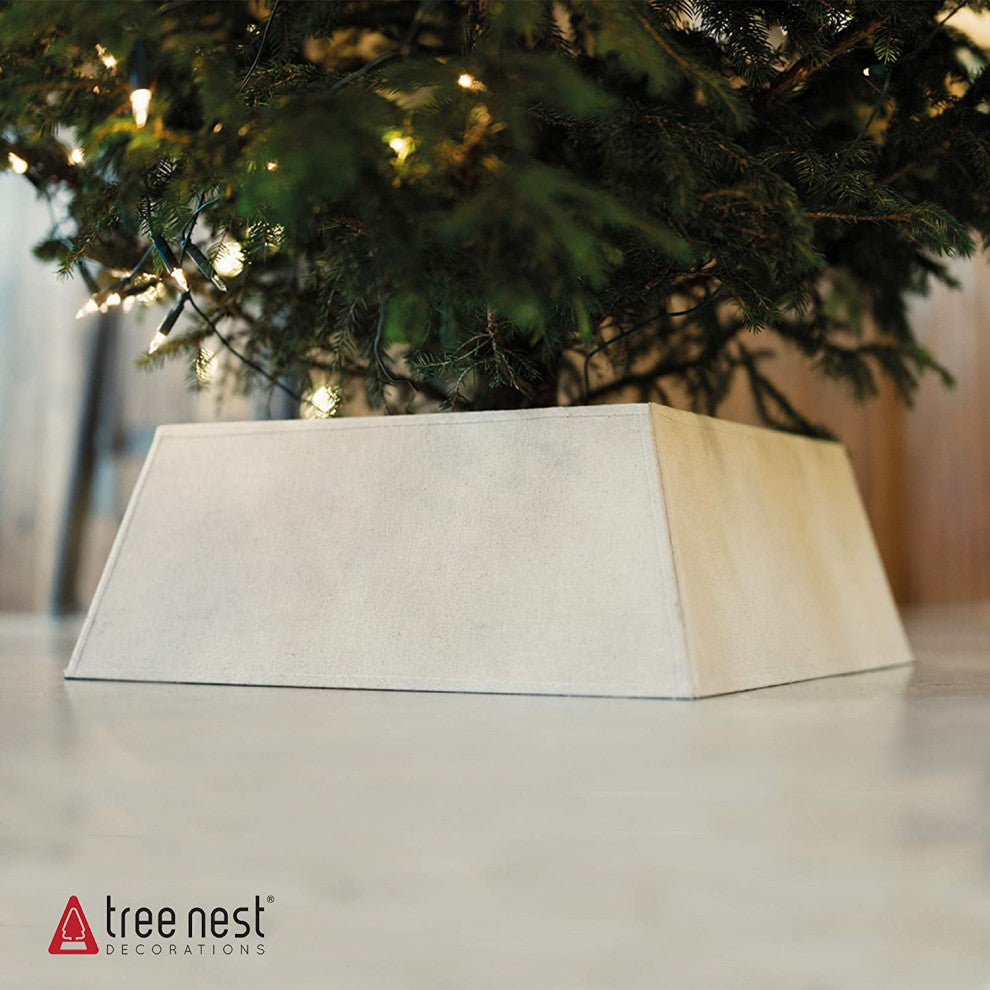 Tree Nest Decorations Canvas Tree Skirt, Linen, Large, 20.5" W, 28" Diameter