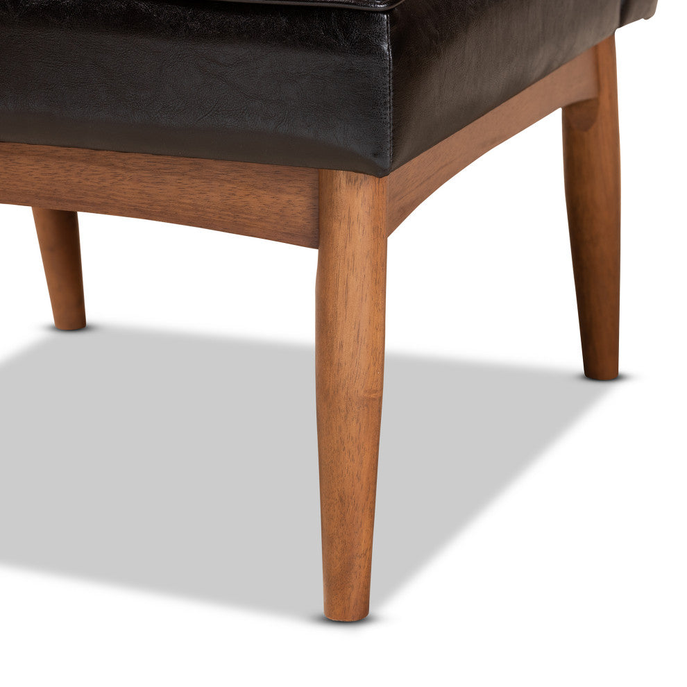Daymond Modern Dark Brown Faux Leather Walnut Brown Finished Wood Dining Chair