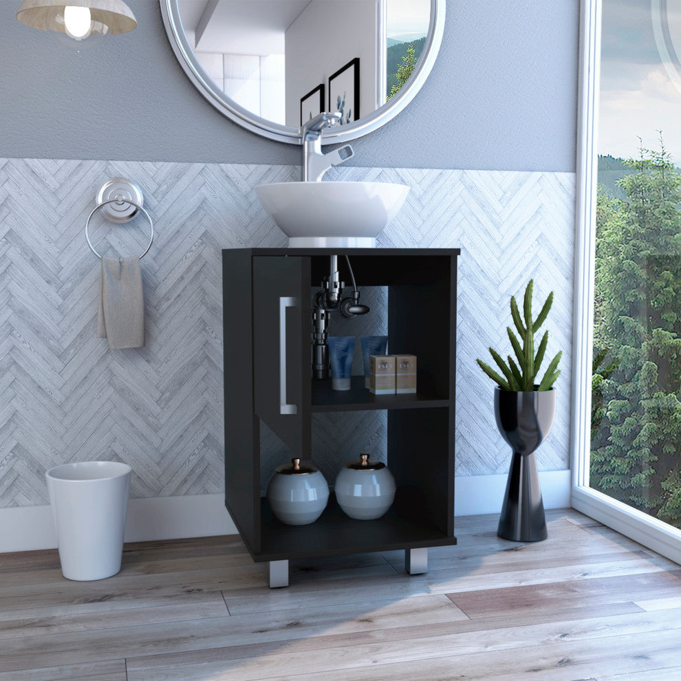 DEPOT E-SHOP Pittsburgh Single Bathroom Vanity with Sink, Black