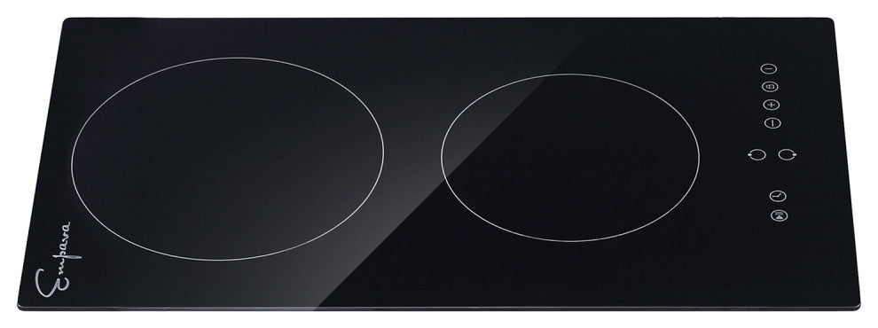 Built-in 12" 2 Elements Smooth Surface, Radiant Black Electric Cooktop