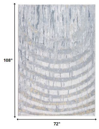 6"x9" Gray Distressed Steps Abstract Area Rug