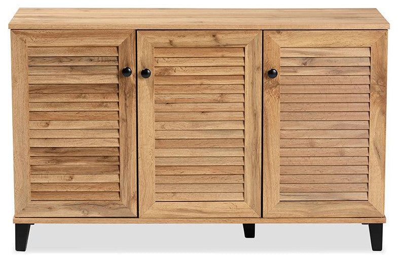 Coolidge Oak Brown Finished Wood 3-Door Shoe Storage Cabinet