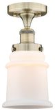 Canton-1 Light 6" Semi-Flush Mount-Antique Brass, Matte White Glass Shade
