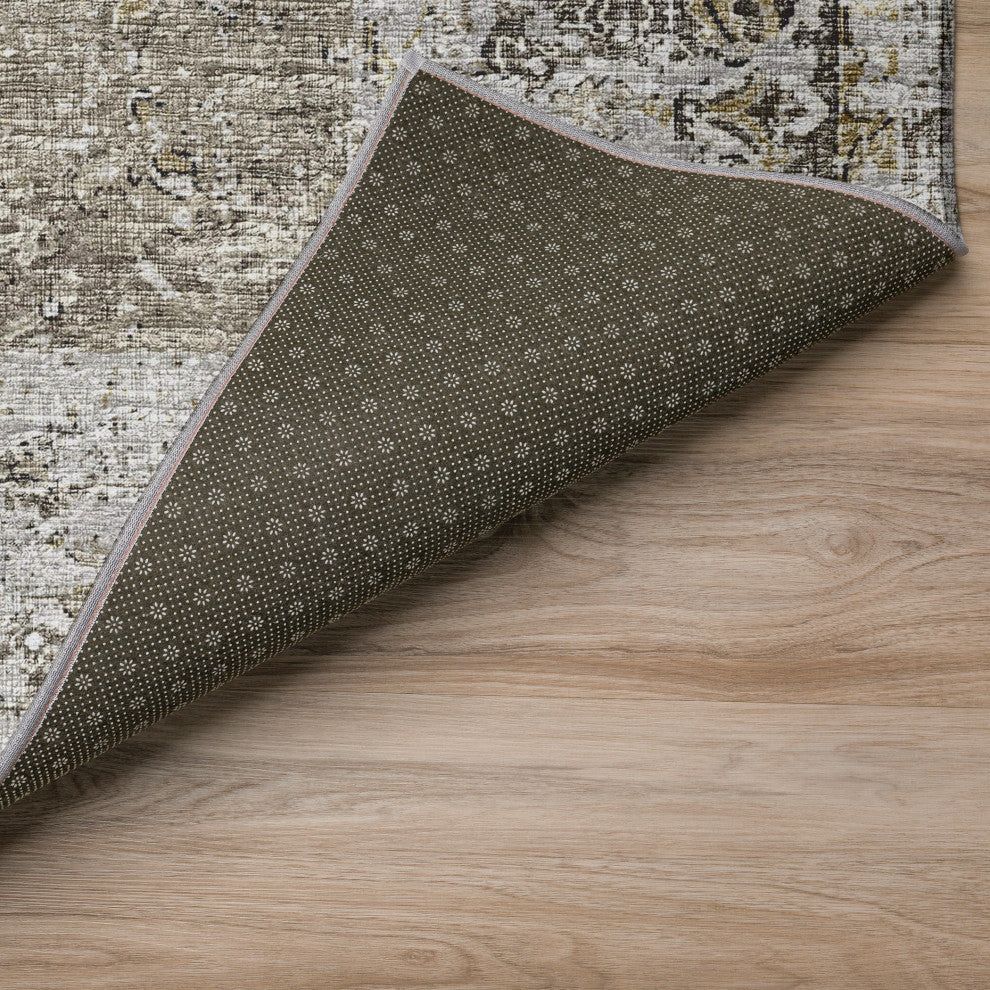 Indoor/Outdoor Marbella MB2 Taupe Machine Washable 2'3" x 12' Runner Rug