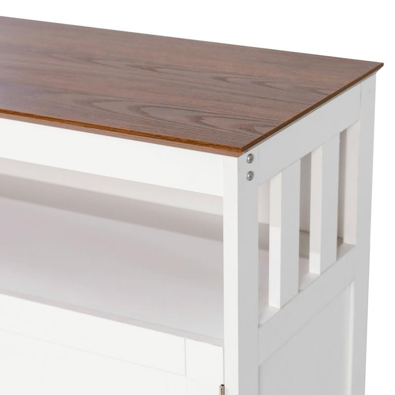 Mayfield 40" Classic Buffet and Sideboard with Double Door Storage Cabinet, Walnut Top/White Frame