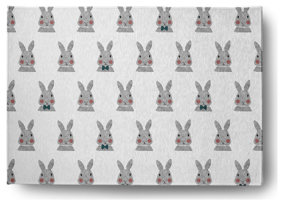 Bunny Fluffle Easter Chenille Rug, Ocean Abyss Green, 5'x7'