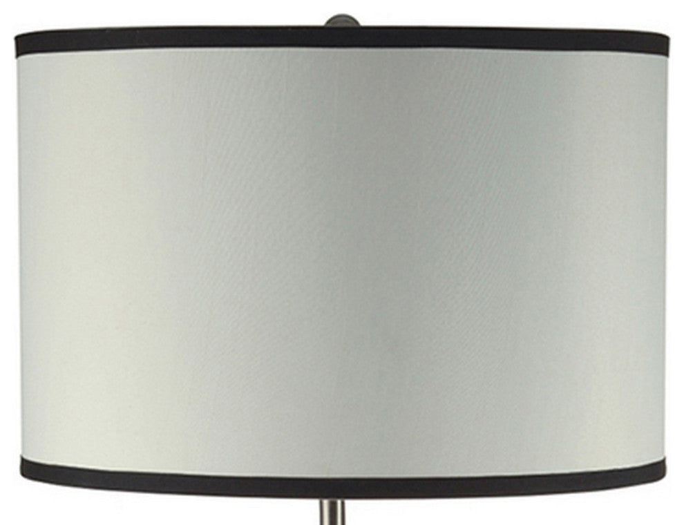 Benzara BM240916 29" Round Drum Shade Table Lamp, Curved Tubular Frame, Silver