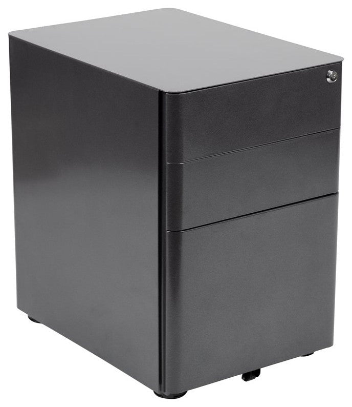 3-Piece Office Set, Black Computer Desk, Office Chair and Mobile Filing Cabinet