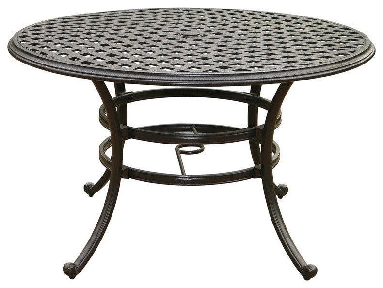 Venice Aluminum 49" Round Dining Table, Espresso Brown