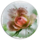 Pink Flower On Green Background, Floral Round Wall Art, 11"