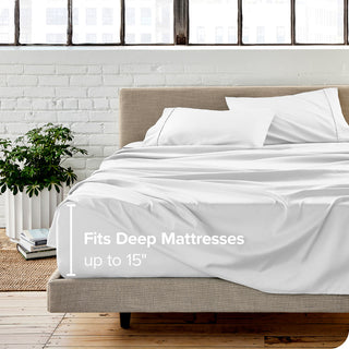 Bare Home Full XL 1800 Microfiber Sheet Set, White