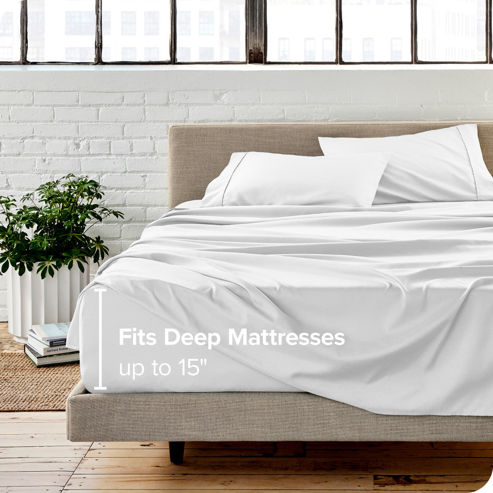 Bare Home Full XL 1800 Microfiber Sheet Set, White