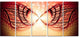 Bright Light on Red Fractal Design, Abstract Canvas Art Print, 60"x28", 5 Panels