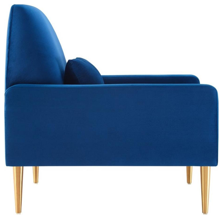 Liliana Performance Velvet Armchair, Navy
