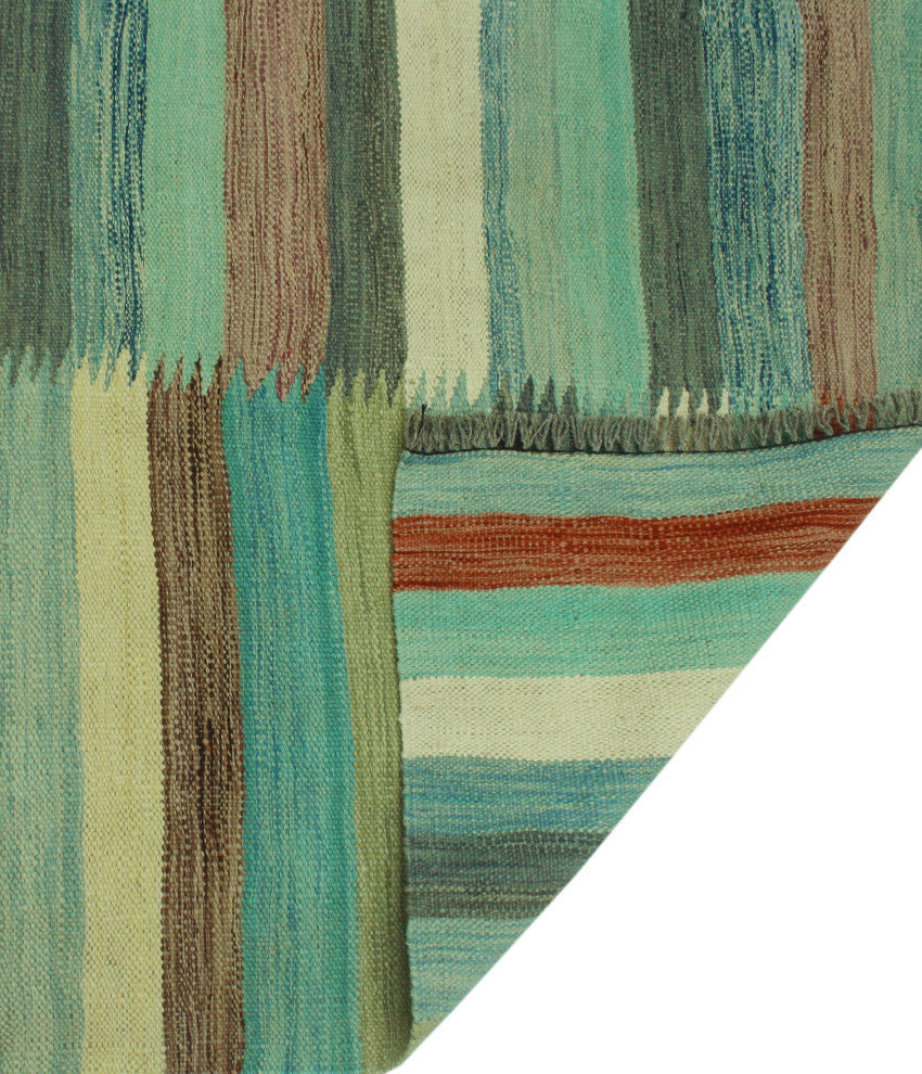 Winchester Kilim Edward Blue/Light Green Rug, 6'4x9'8
