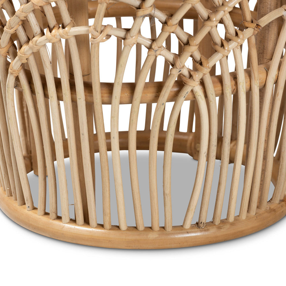 Latona Modern Bohemian Natural Brown Finished Rattan End Table
