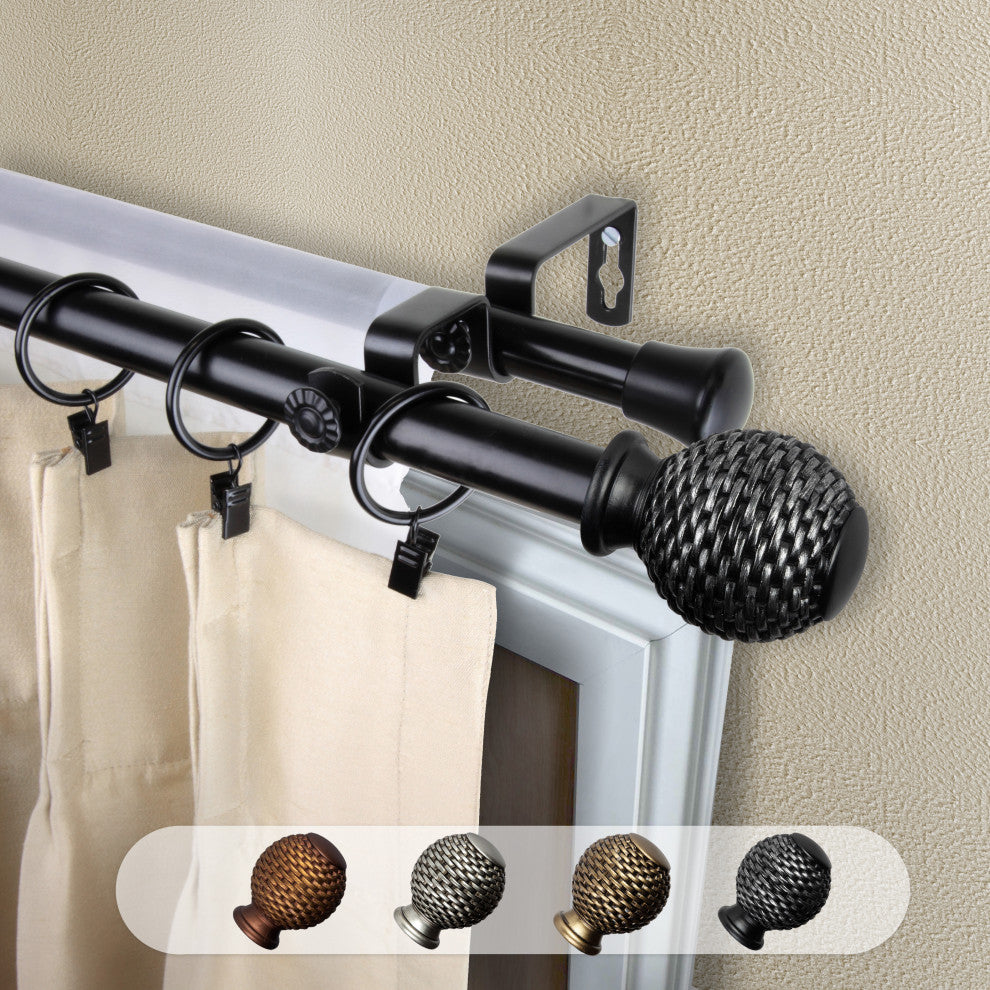 Vanna 13/16" Double Curtain Rod Black