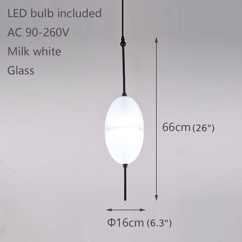 Blue/White Drop-shaped Glass LED Hanging Lamp for Kitchen Island, White, E