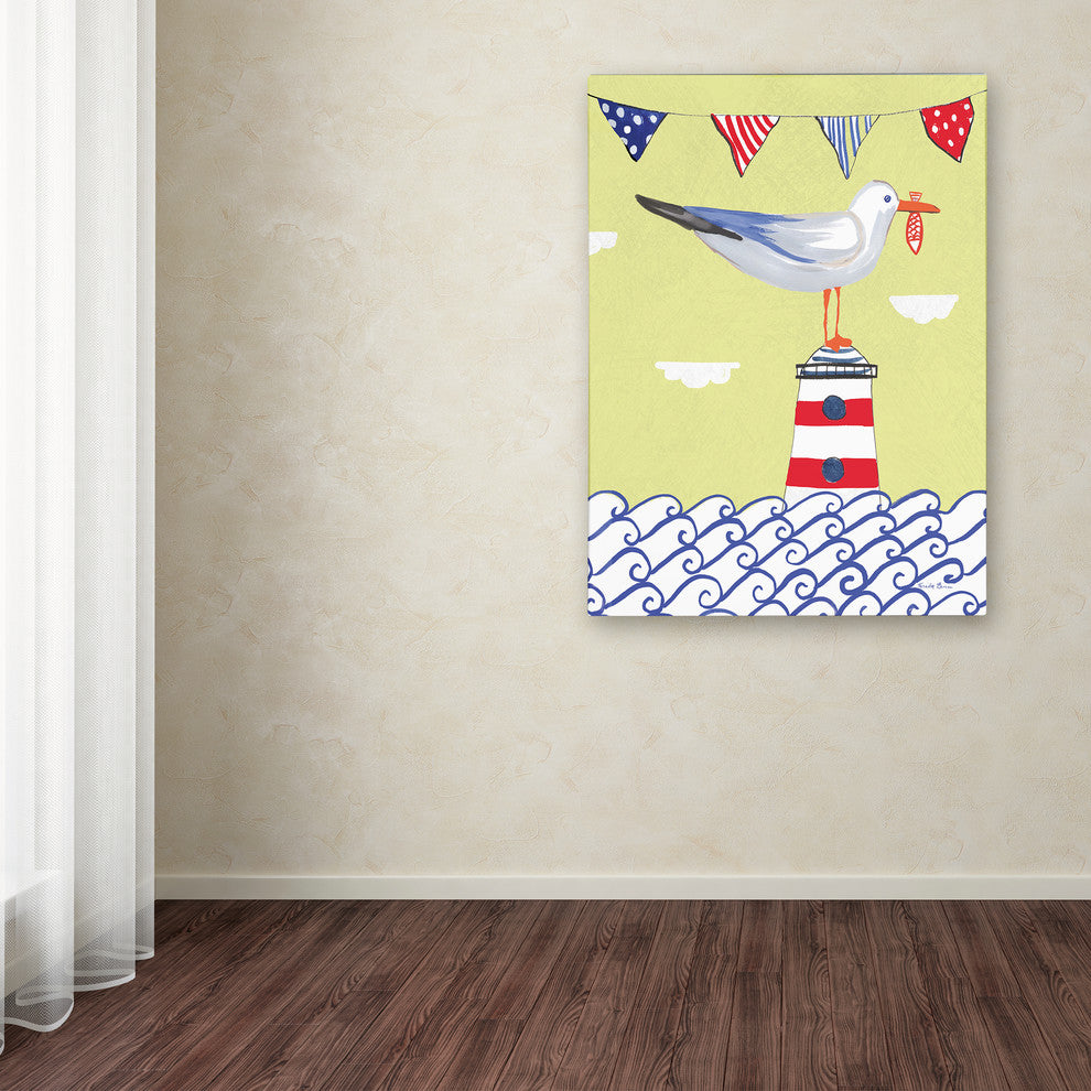 "Coastal Bird I Flags" by Farida Zaman, Canvas Art, 47"x35"